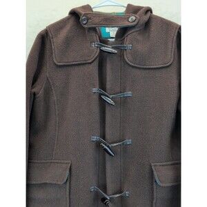 Lilly Pulitzer Wool Blend Hooded Peacoat toggle Button Coat Womens Small Brown